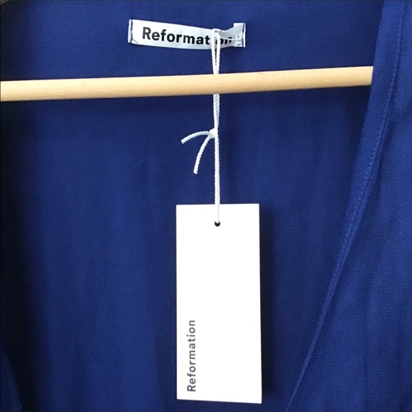 Reformation M Jaylee Royal Blue Midi Wrap Dress - Picture 6 of 8